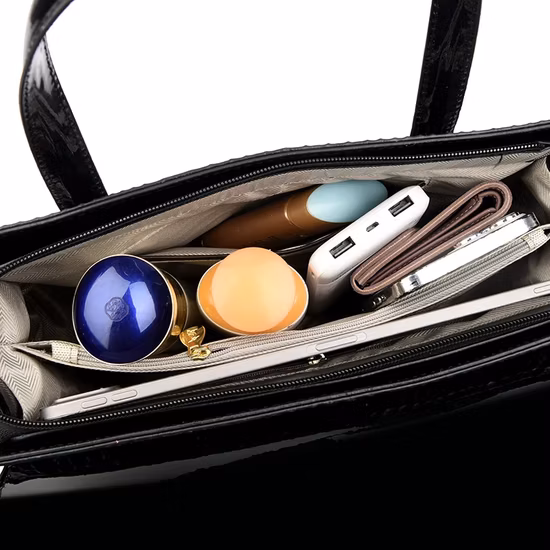 Bolsa feminina de couro de cabra leve e lavável de grande capacidade