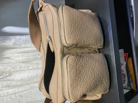 Bolsa de viagem de banheiro de couro legítimo marrom Bolsa de viagem à prova d'água V Zipper Cosméticos Bolsa de beleza Bolsa de maquiagem