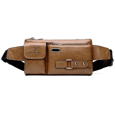 Atacado Fanny Pack Bolsas de cintura de couro PU para homens Bolsa de peito multifuncional com orifício para fone de ouvido